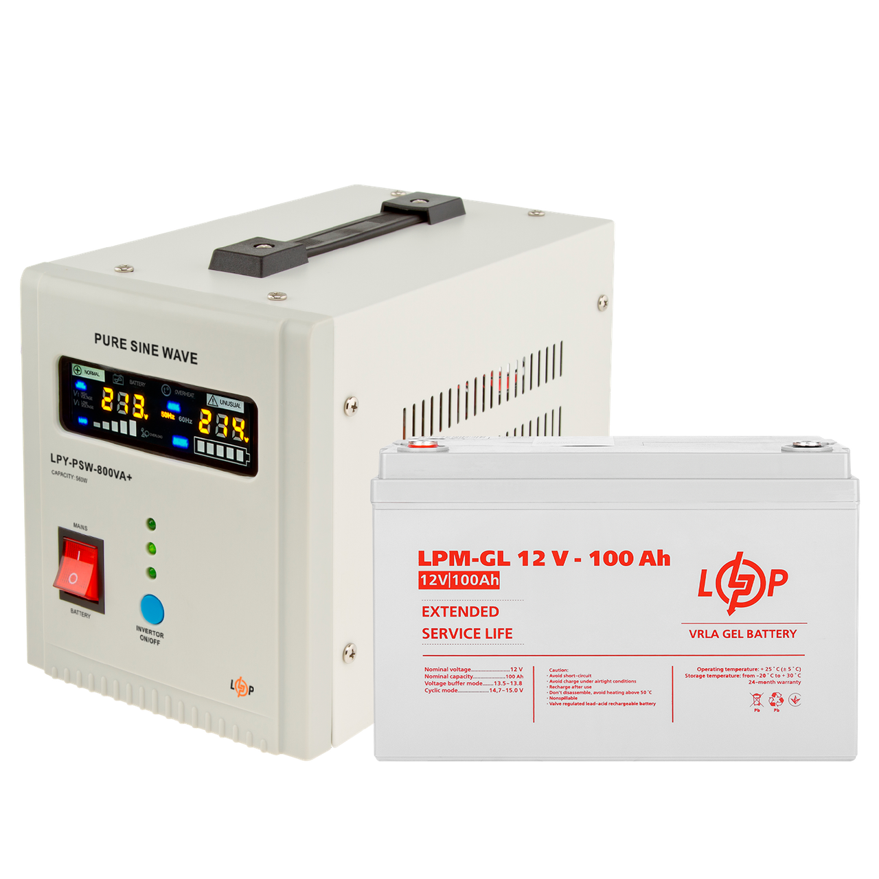 Комплект резервного питания для котла и теплого пола LP (LogicPower) ИБП + гелевая батарея (UPS 800VA + АКБ GL