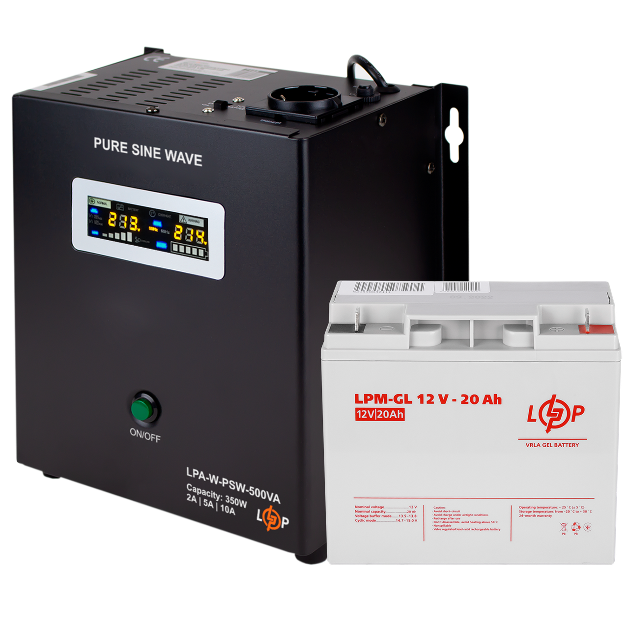Комплект резервного питания для котла LP (LogicPower) ИБП + гелевая батарея (UPS A500VA + АКБ GL 270W)