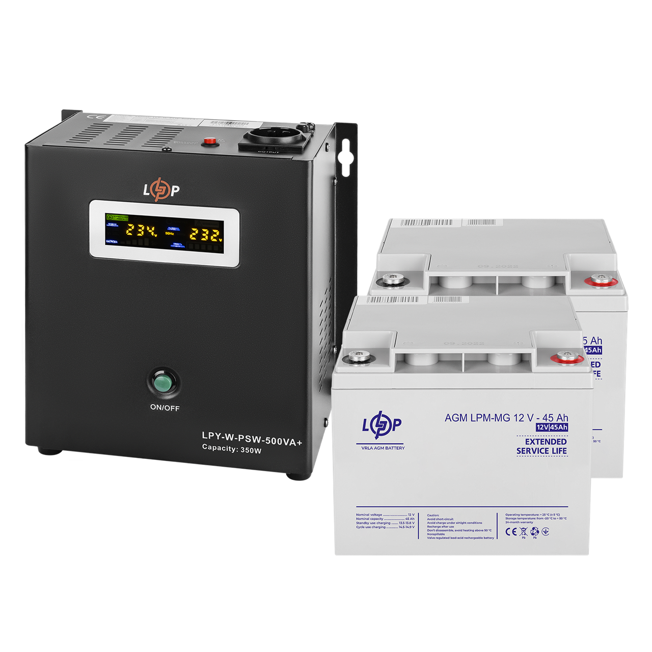 Комплект резервного питания LP LogicPower W500 + мультигелевая батарея 1080 Ватт (UPS W500+ АКБ MG 1080W)