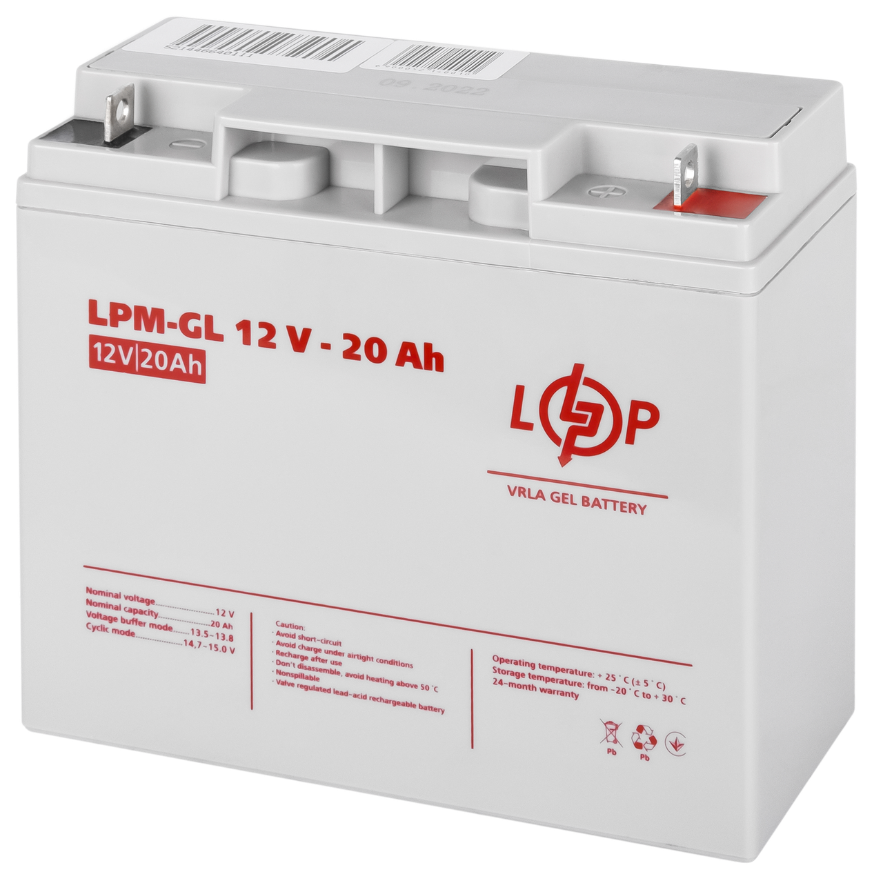 Аккумулятор гелевый LPM-GL 12V - 20 Ah