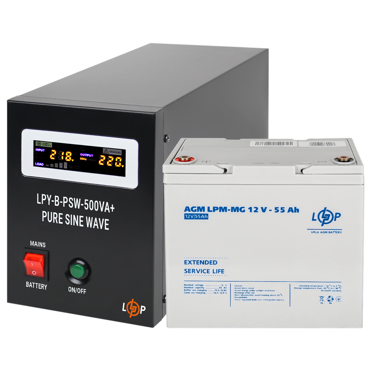 Комплект резервного питания для котла LP (LogicPower) ИБП + мультигелевая батарея (UPS B500 + АКБ MG 720W)