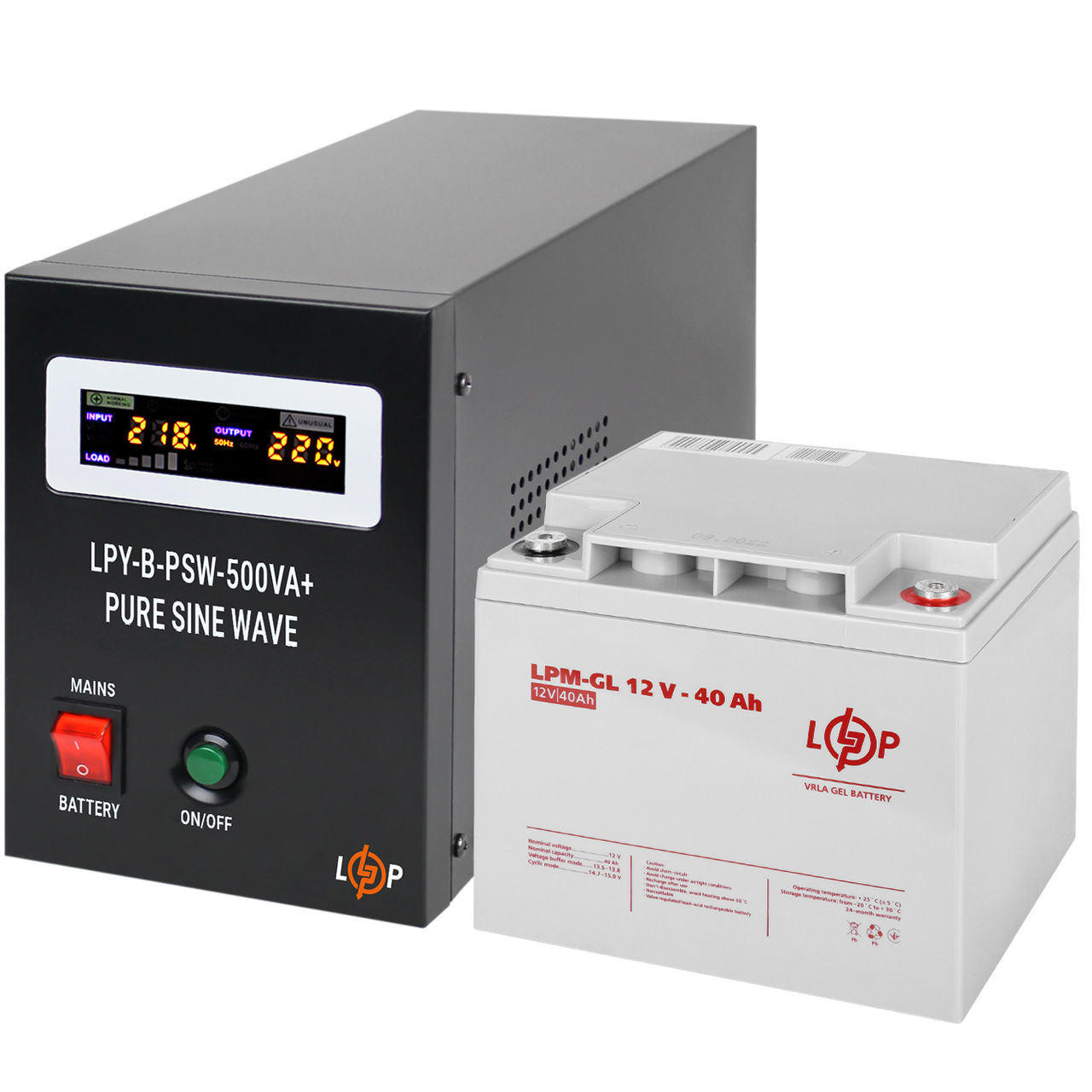 Комплект резервного питания для котла LP (LogicPower) ИБП + гелевая батарея (UPS B500 + АКБ GL 520W)