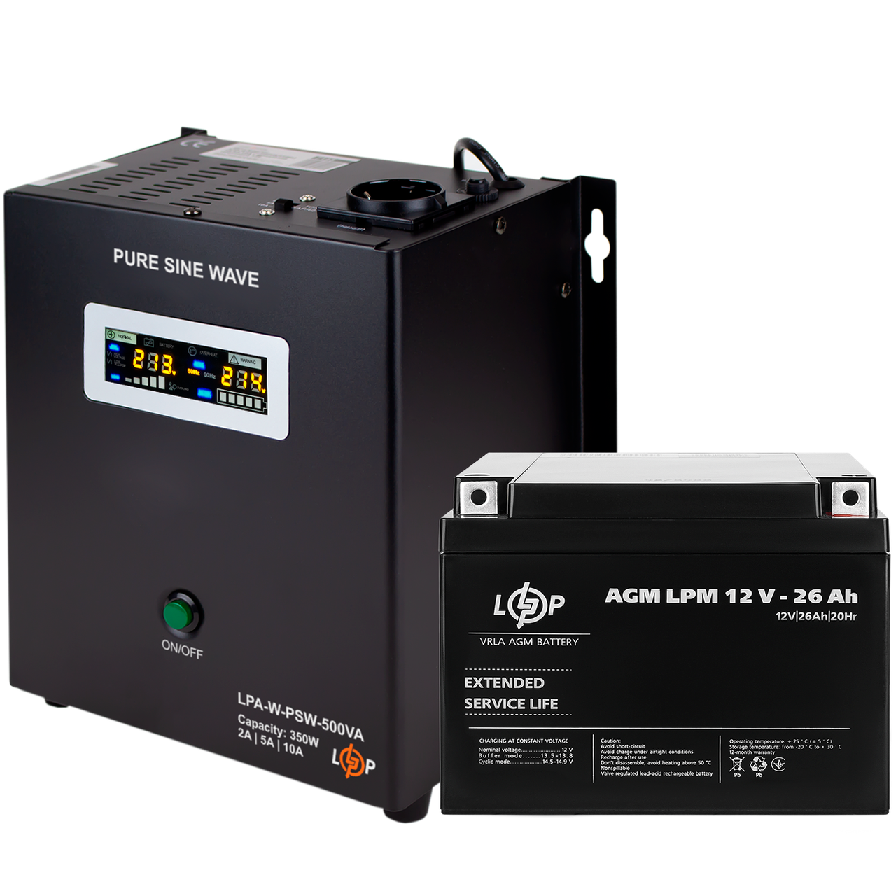 Комплект резервного питания для котла LP (LogicPower) ИБП + AGM батарея (UPS 500VA + АКБ AGM 330W)