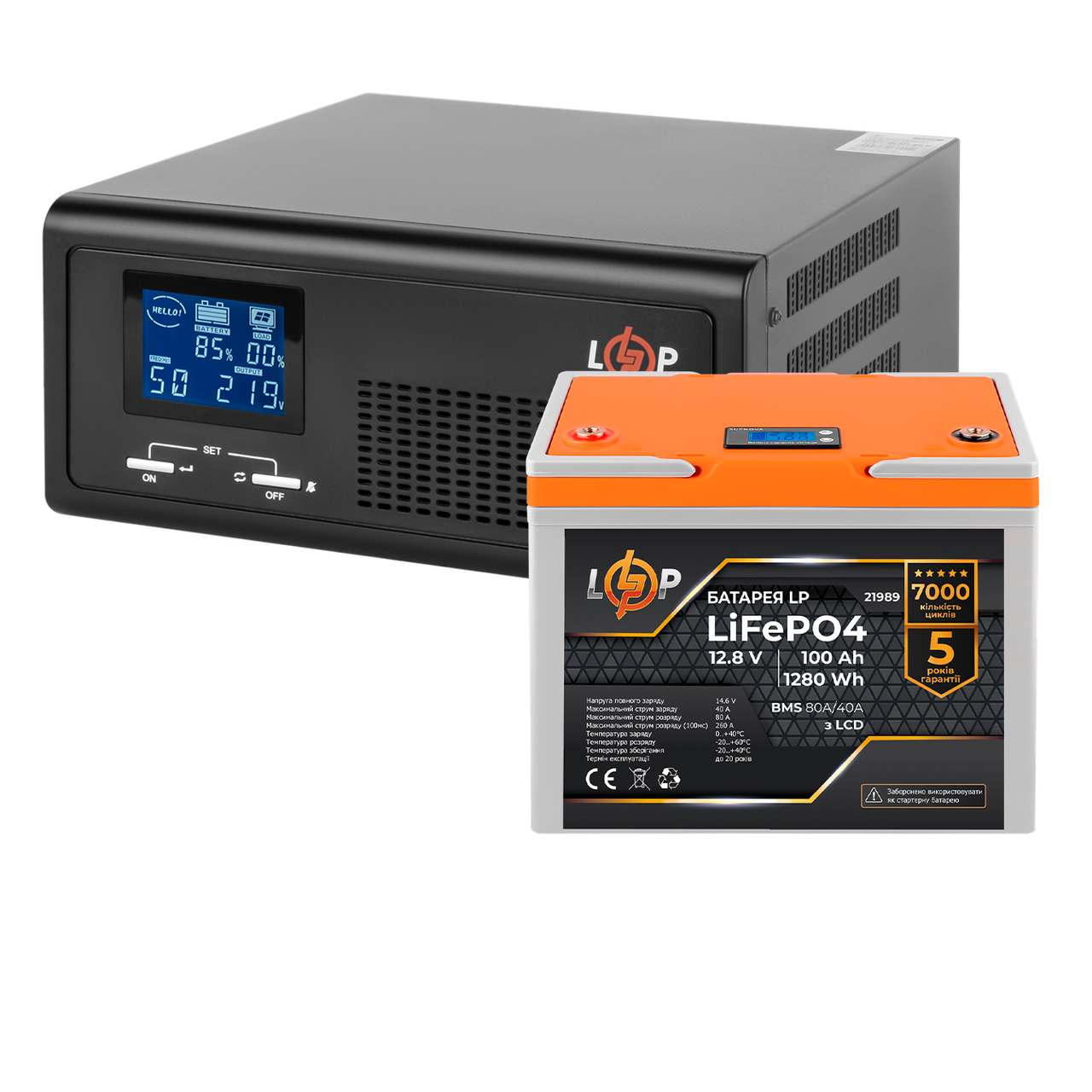 Комплект резервного питания LP (LogicPower) ИБП + литиевая (LiFePO4) батарея (UPS B430+ АКБ LiFePO4 1280W)