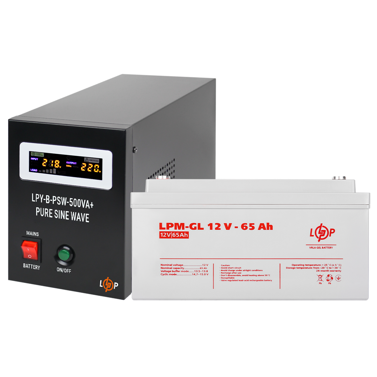 Комплект резервного питания для котла LP (LogicPower) ИБП + гелевая батарея (UPS B500VA + АКБ GL 900W)
