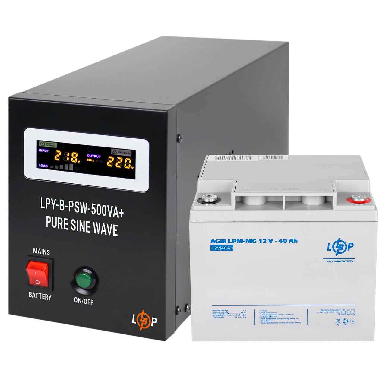 Комплект резервного питания для котла LP (LogicPower) ИБП + мультигелевая батарея (UPS B500 + АКБ MG 520W)