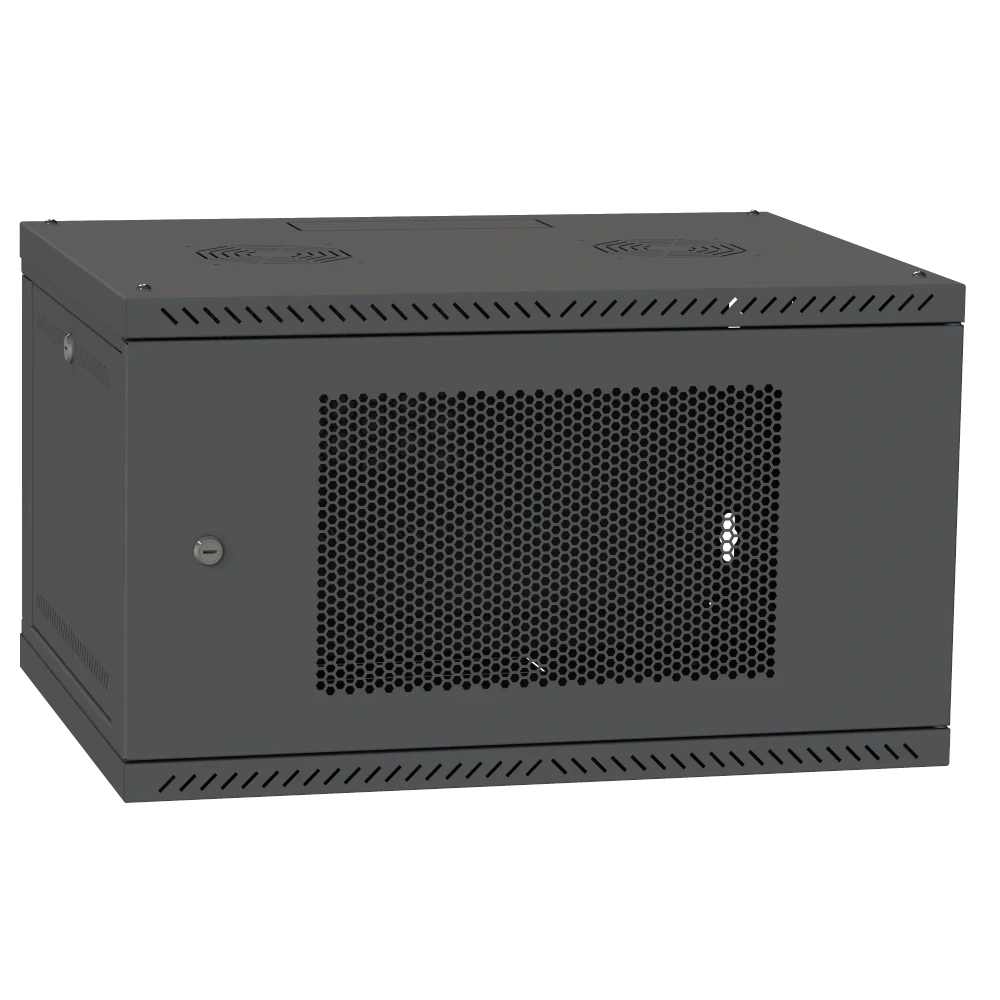IPCOM 4U 600x450 Шафа телекомунікаційна двері перф (чорна)