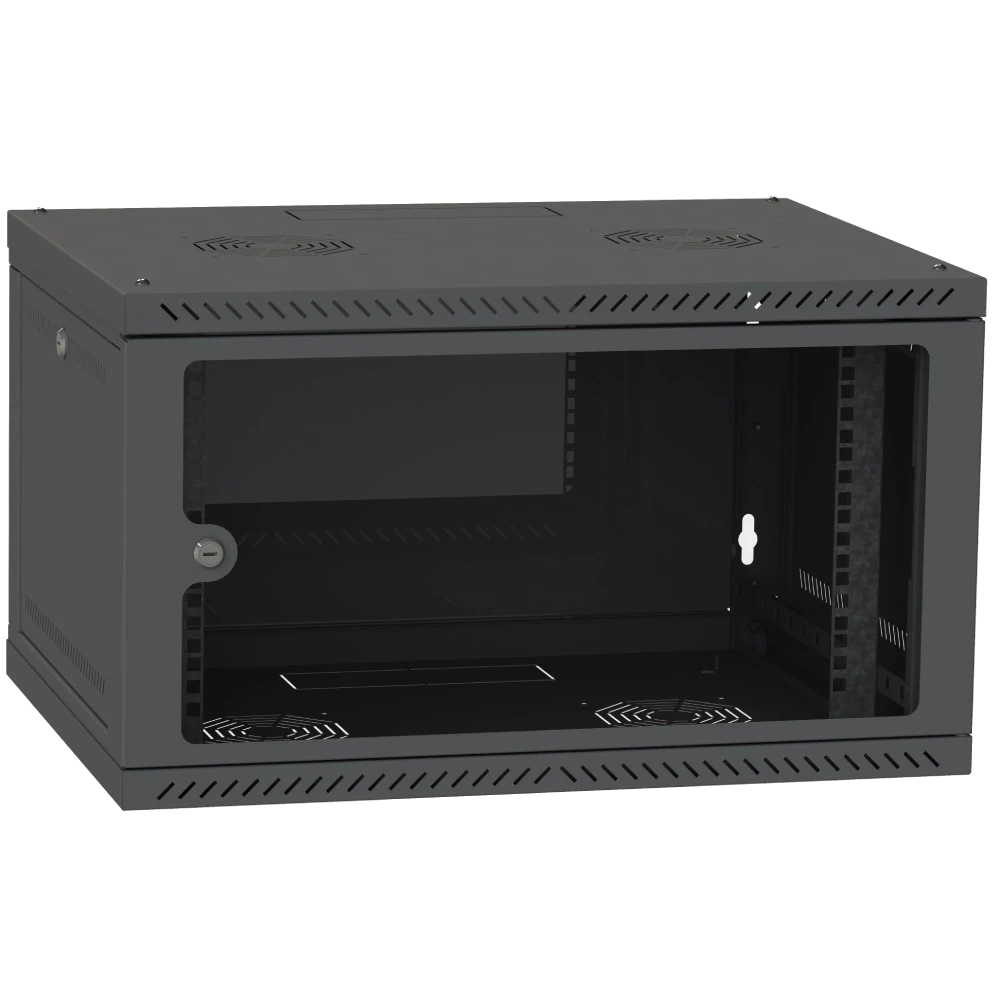 IPCOM 4U 600x450 Шафа телекомунікаційна двері скло (чорна)