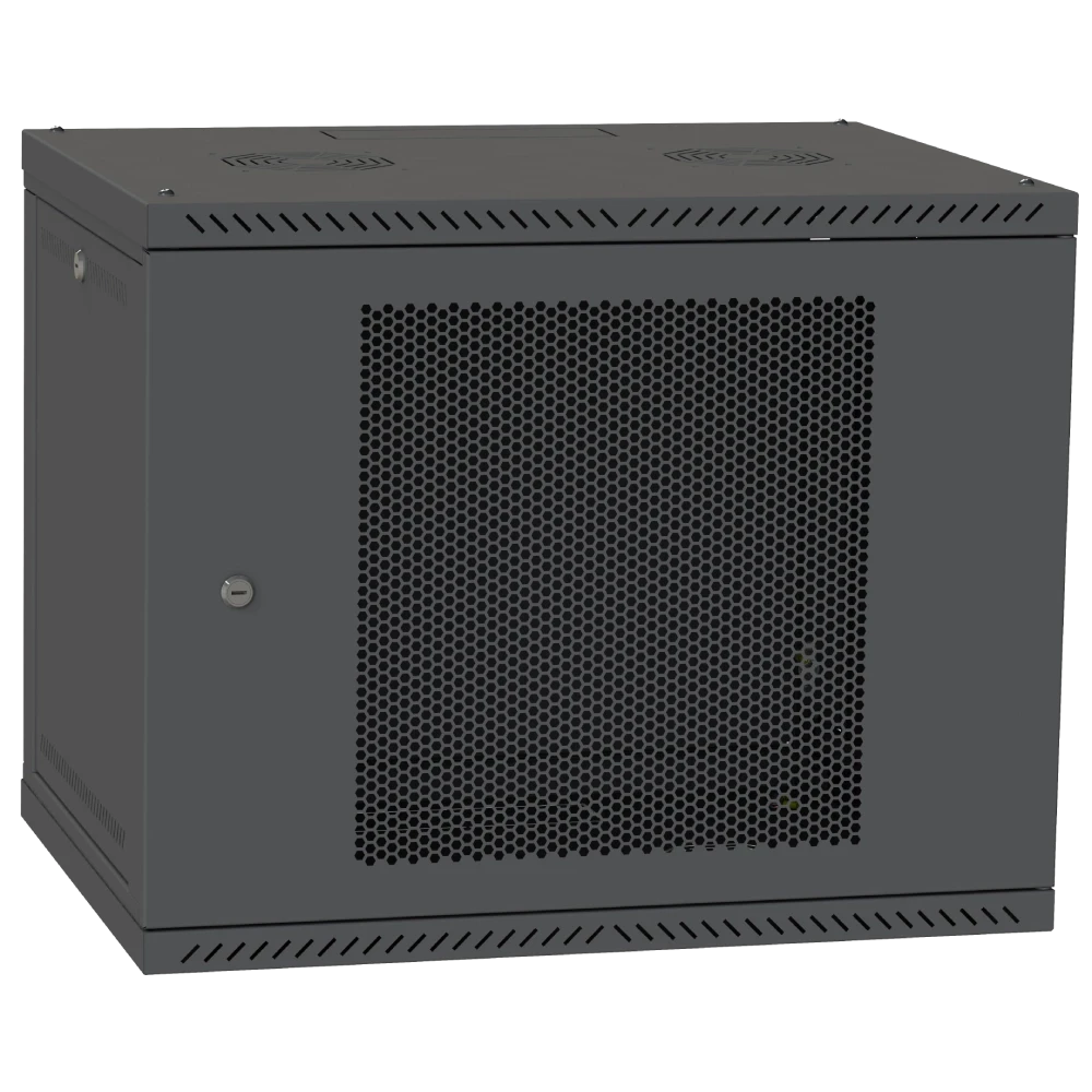 IPCOM 9U 600x600 Шафа телекомунікаційна двері перф (чорна)