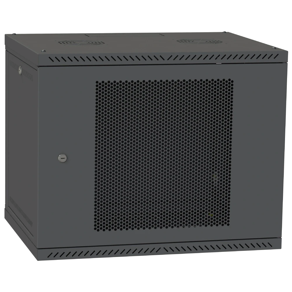 IPCOM 12U 600x450 Шафа телекомунікаційна двері перф(чорна)