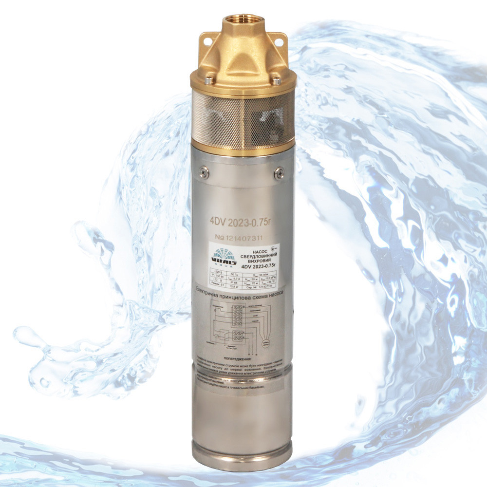 Насос занурювальний вихровий для свердловин Vitals aqua 4DV 2023-0.75 r (Безкоштовна доставка)