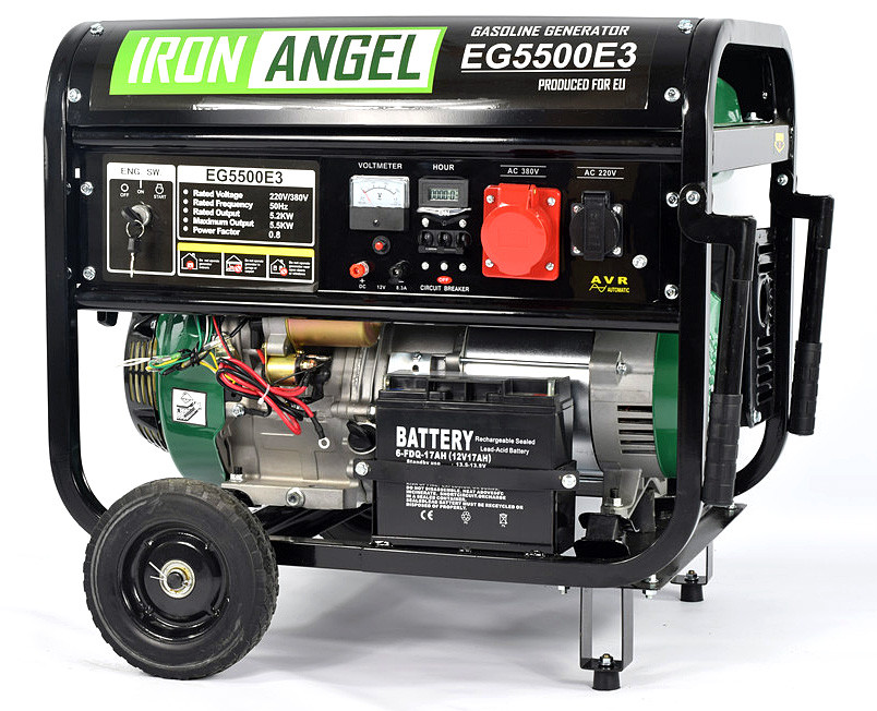 Генератор бензиновий IRON ANGEL EG5500E3 (5,2 кВт, електростартер, 3 фази) Безкоштовна доставка