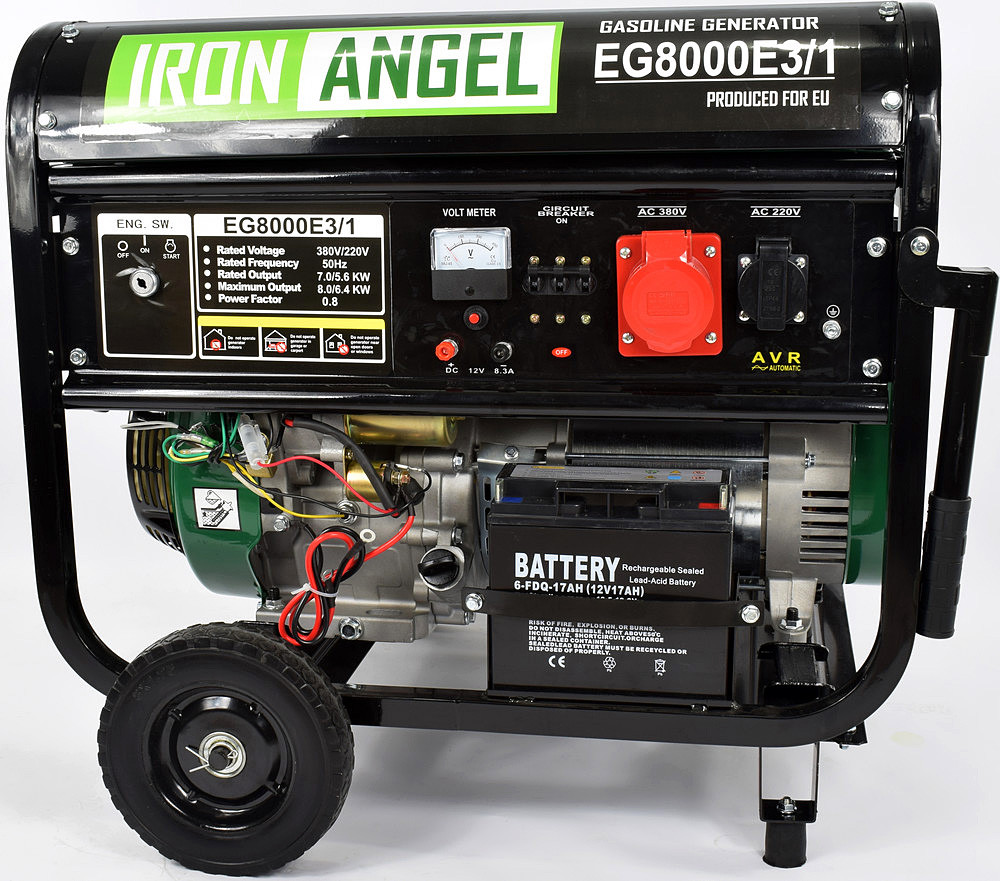 Генератор бензиновий IRON ANGEL EG8000E3/1 (7,0 кВт, 3 фази, електростартер)